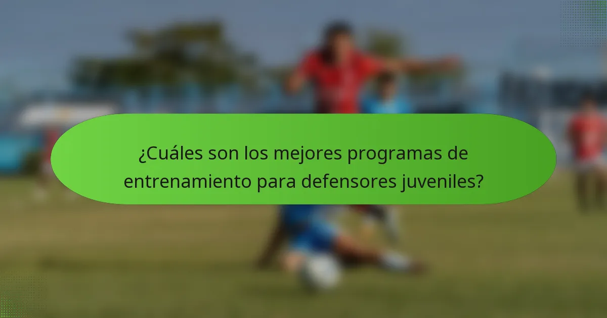 ¿Cuáles son los mejores programas de entrenamiento para defensores juveniles?