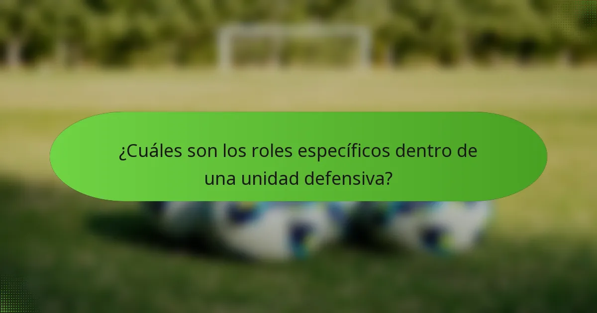 ¿Cuáles son los roles específicos dentro de una unidad defensiva?