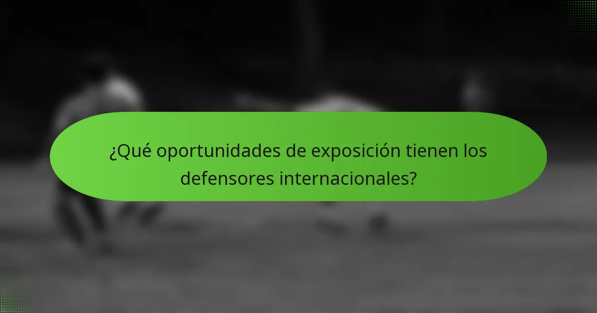 ¿Qué oportunidades de exposición tienen los defensores internacionales?